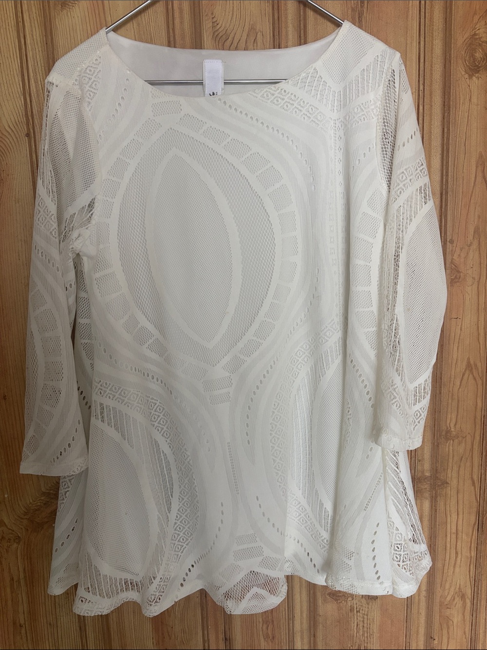 Come N See White Lace Boho Blouse | Sheer Tunic Top Flowy size S